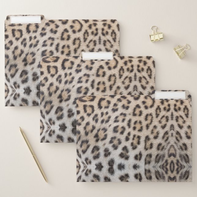 Stylish bold leopard cheetah fur animal print fun file folder (Set)