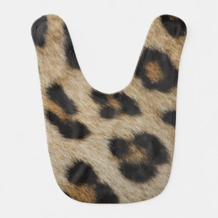 Stylish bold leopard furn animal print pattern fun baby bib