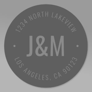 Stylish Bold Monogram & Circular Text   Dark Grey Classic Round Sticker