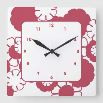 Stylish Bold Pink Mod Flowers Wall Clock by sfcount at Zazzle