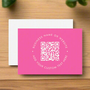 Stylish Bold Pink Social Media QR Code Scannable Business Card