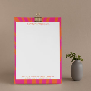 Stylish Bold Red Pink Abstract Monogram Name Letterhead