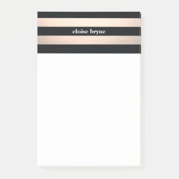 Stylish Bold Rose Gold and Black Striped Modern Post-it Notes