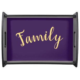 Stylish Bold Royal Purple Fancy Warm Family Script Serving Tray