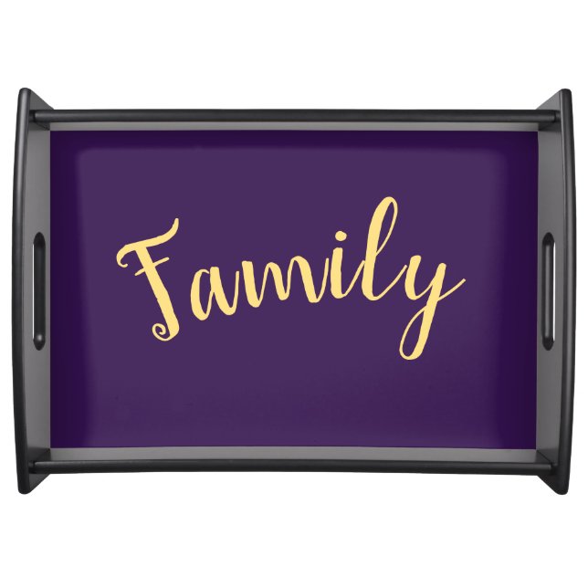 Stylish Bold Royal Purple Fancy Warm Family Script Serving Tray (Front)