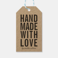 Stylish Bold Rustic Handmade with Love Kraft Gift Tags