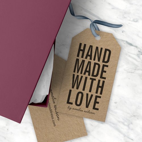 Stylish Bold Rustic Handmade with Love Kraft Gift Tags