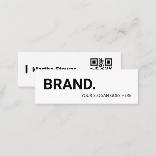 Stylish Bold Script Monogram black and white Mini Business Card