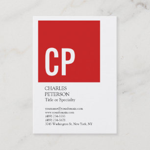 Stylish Bold Text Monogram Red White Professional Business Card