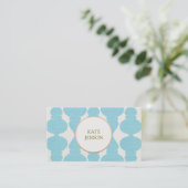 Stylish Bold Turquoise FAUX Linen Pattern 2 Business Card (Standing Front)