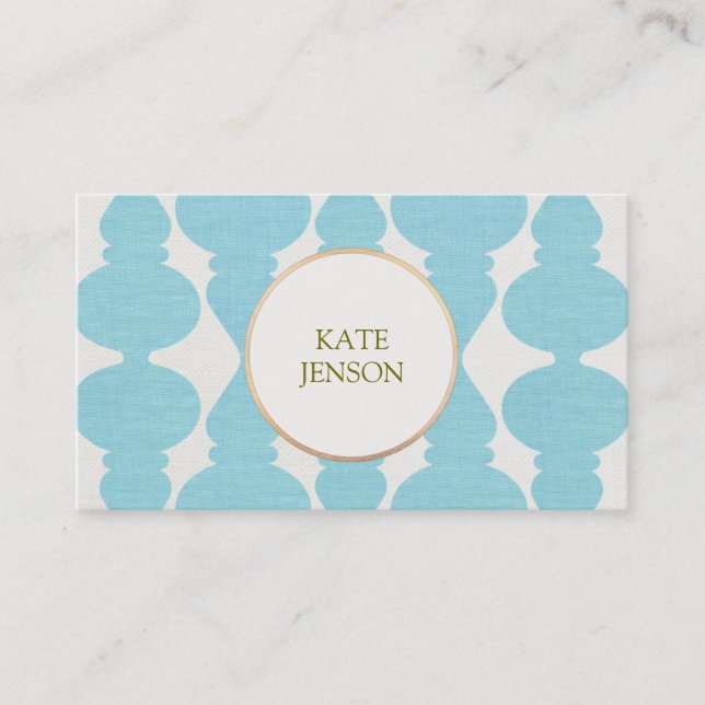 Stylish Bold Turquoise FAUX Linen Pattern 2 Business Card (Front)