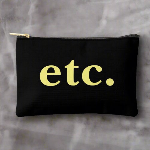 Stylish Bold Yellow Typography Black Makeup  Accessory Pouch