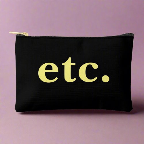 Stylish Bold Yellow Typography Black Makeup  Accessory Pouch