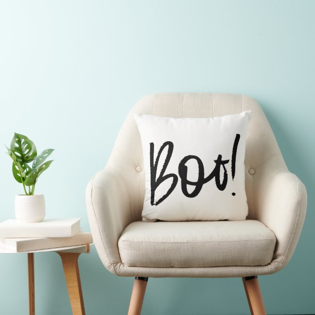 Stylish Boo Halloween Throw Pillow (Chair)