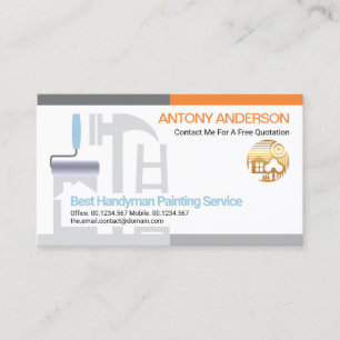 Stylish Border Frame Handyman Roller Paint Brush Business Card