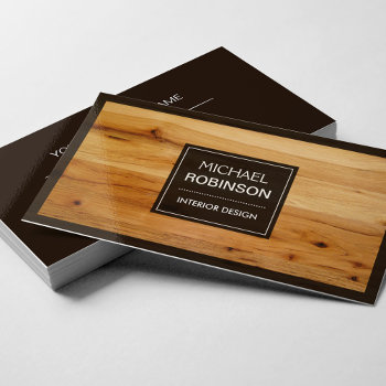 Stylish Border Wood Grain Texture Business Card by CardHunter at Zazzle