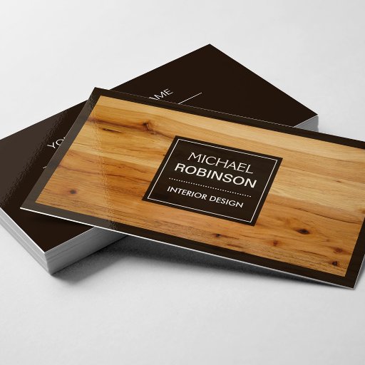 Customizable Stylish Border Wood Grain Texture Business Card Templates