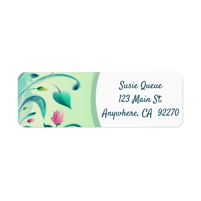 Stylish Botanical Green Floral Label (Front)