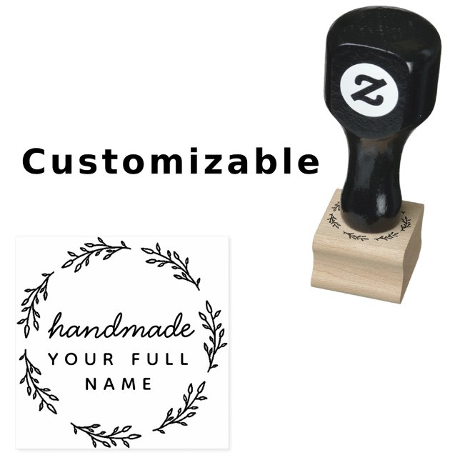 Stylish Botanical Handmade Round Rubber Stamp (Creator Uploaded)