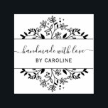 stylish botanical handmade self-inking stamp<br><div class="desc">lovely script design with personalized text details and a botanical wreath.</div>