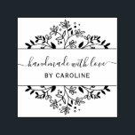 stylish botanical handmade self-inking stamp<br><div class="desc">lovely script design with personalized text details and a botanical wreath.</div>