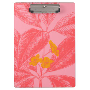 Stylish Botanical Leaf Nature Art in Pink and Red Clipboard