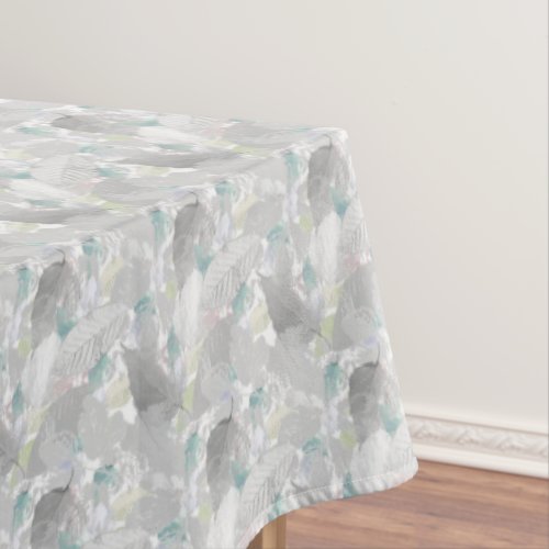 Stylish Botanical pattern Graysilver turquoise Tablecloth