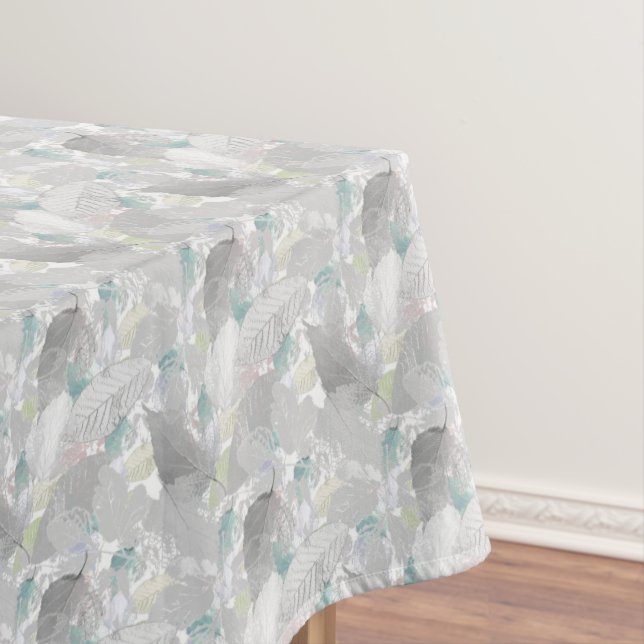 Stylish Botanical pattern. Gray,silver, turquoise Tablecloth (In Situ)