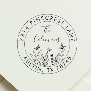 Stylish Botanical Return Family Address  Self-inking Stamp
