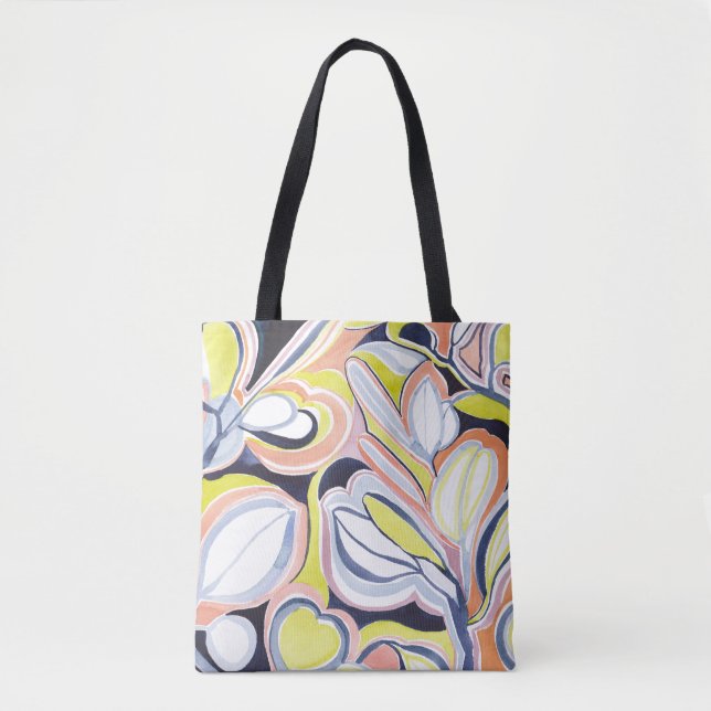 Stylish Botanical Watercolor Abstract Pattern Tote Bag (Front)