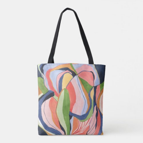 Stylish Botanical Watercolor Abstract Pattern Tote Bag