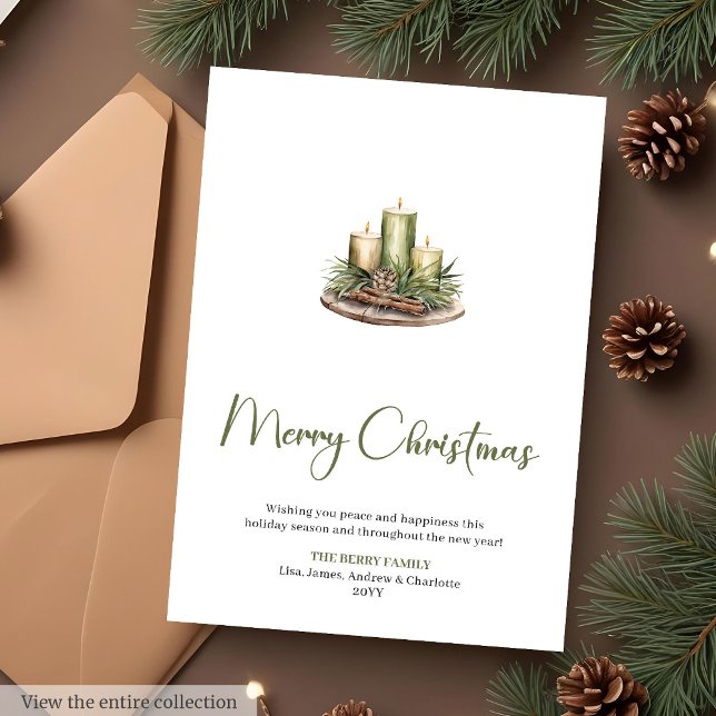 Stylish Botanical Watercolor Christmas Greeting  Holiday Card (Stylish Botanical Watercolor Christmas Greeting Card

)