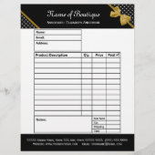 Stylish Boutique Polka Dots Gold Ribbon Order Form (Front)