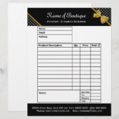 Stylish Boutique Polka Dots Gold Ribbon Order Form (Front/Back)
