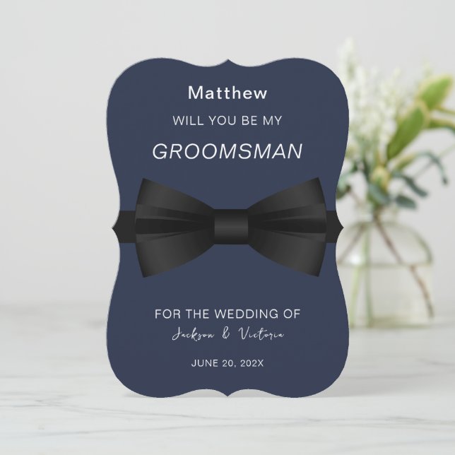 Stylish Bowtie Groomsman Invitation (Standing Front)
