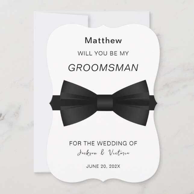 Stylish Bowtie Groomsman Invitation (Front)