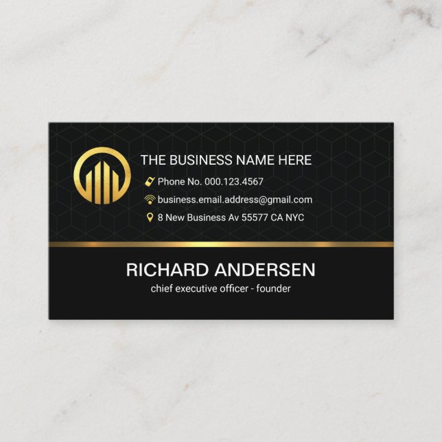 Stylish Box Patterns Business Owner Business Card (Front)