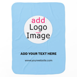 Stylish Branding Chic Customizable Logo Pale Blue Baby Blanket