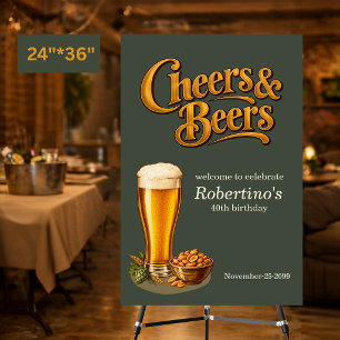 Stylish Brass Vintage Cheers & Beers 40th Birthday Foam Board