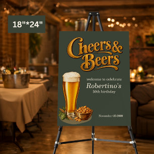 Stylish Brass Vintage Cheers & Beers 50th Birthday Foam Board
