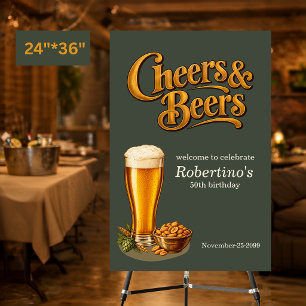 Stylish Brass Vintage Cheers & Beers 50th Birthday Foam Board