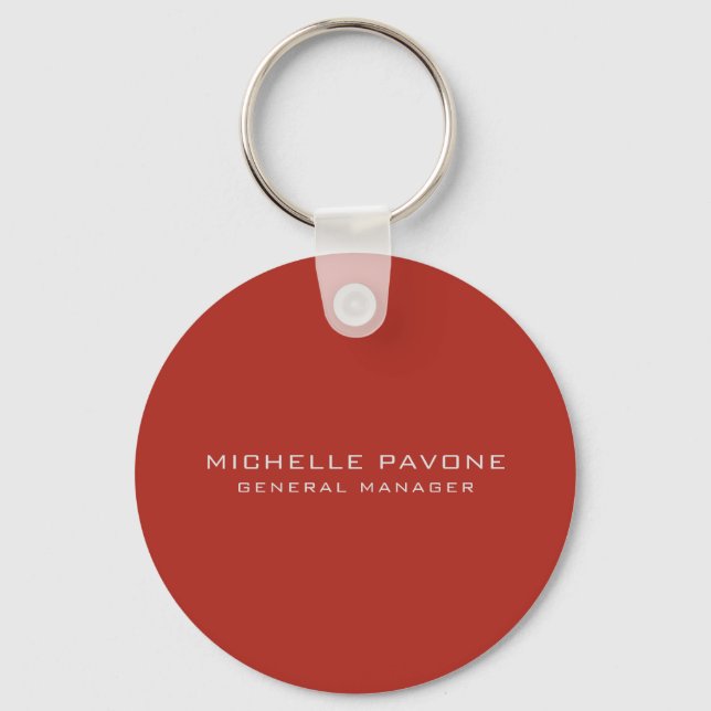 Stylish Brick Red & Grey Simple Plain Professional Keychain (Front)
