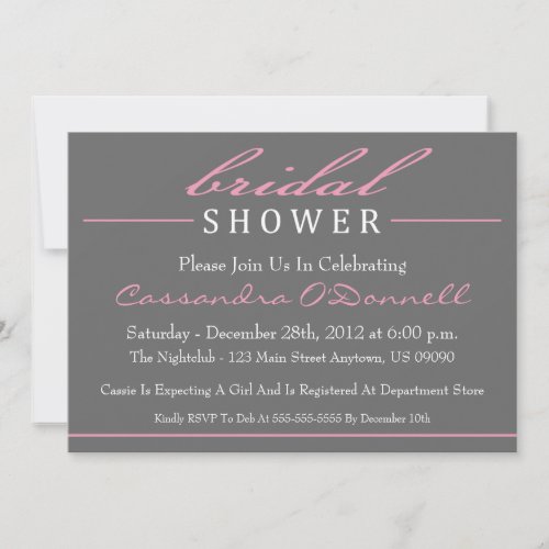 Stylish Bridal Shower Invitations (Pink)