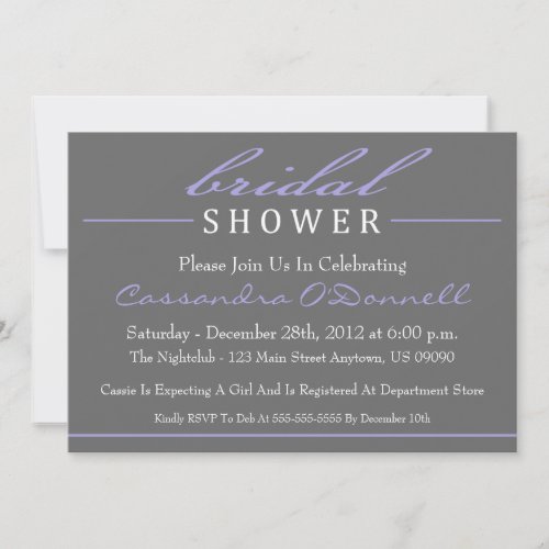 Stylish Bridal Shower Invitations (Purple)