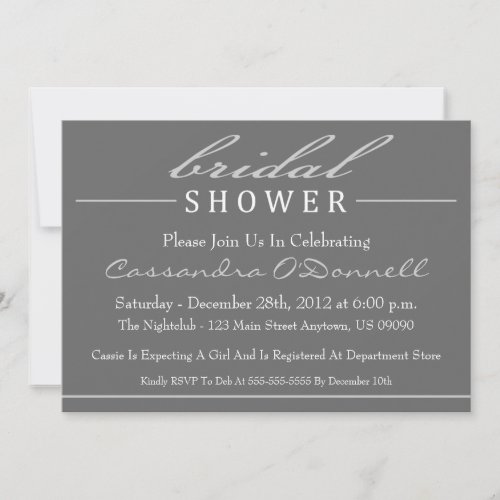 Stylish Bridal Shower Invitations (Silver)