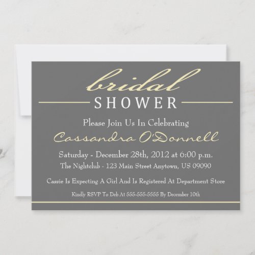 Stylish Bridal Shower Invitations (Yellow)