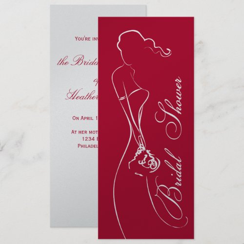 Stylish Bride Deep Red Bridal Shower Invitation