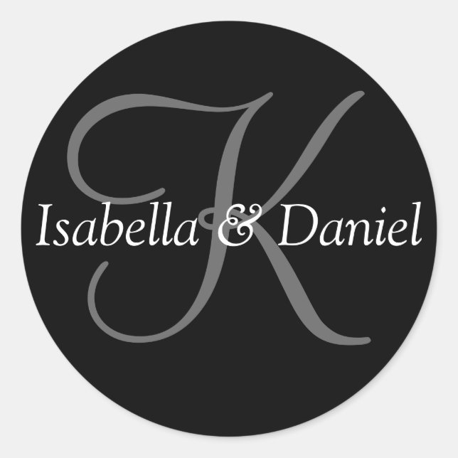 Stylish Bride Groom Customizable Wedding Monogram Classic Round Sticker (Front)