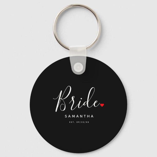 Stylish Bride Wedding T Shirt  Keychain (Front)