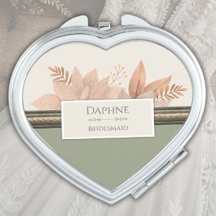 Stylish Bridesmaid Gift Boho Fall Wedding Compact Mirror